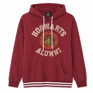 Harry Potter Hogwarts Alumni Hoodie Burgundy Maroon Graphic Sweatshirt Large
